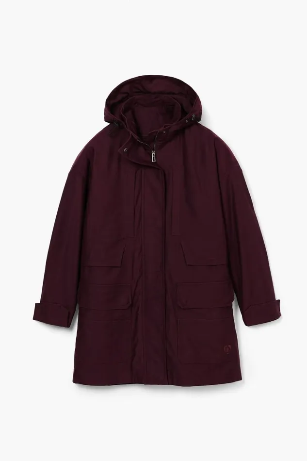 Coats And Jackets Women Desigual Long Jacket With Patches Red