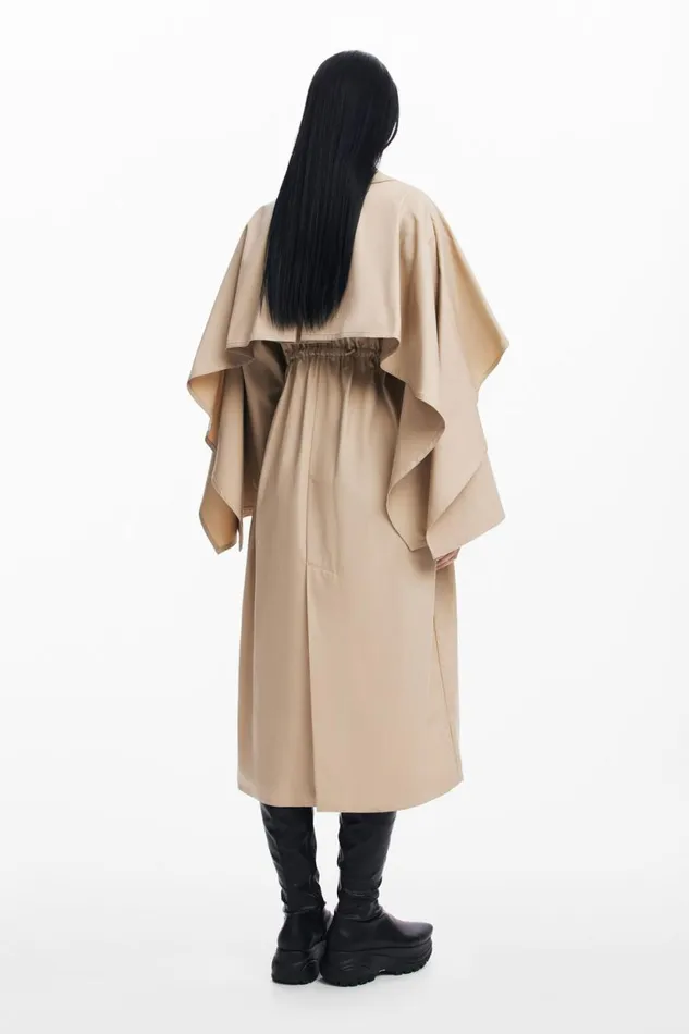 Coats And Jackets Women Desigual Maitrepierre Batwing Sleeve Trench Coat Brown