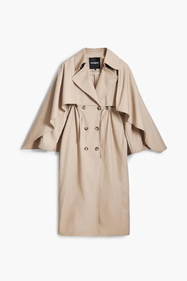 Coats And Jackets Women Desigual Maitrepierre Batwing Sleeve Trench Coat Brown