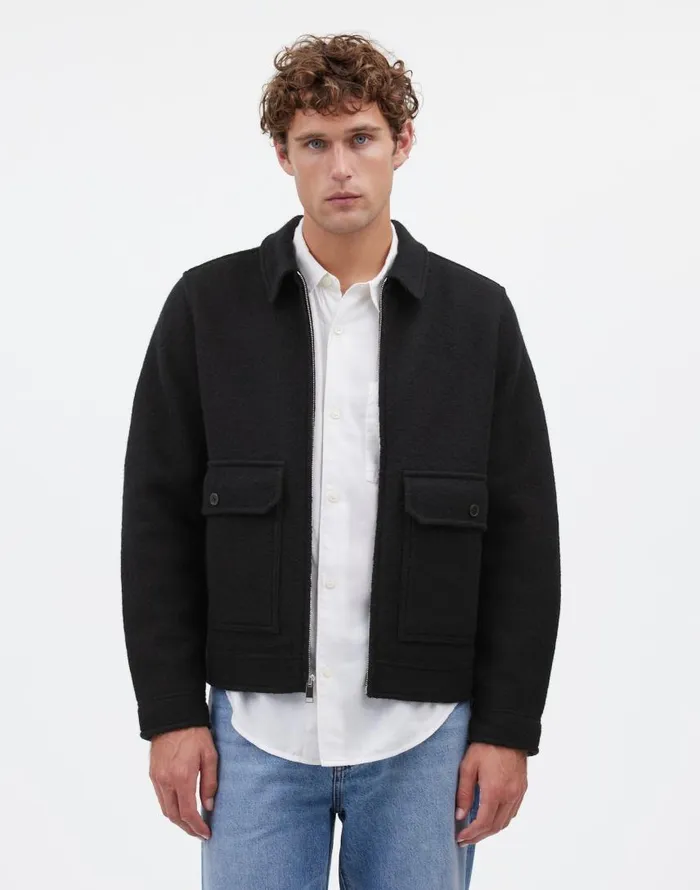 Coats Jackets Men Madewell Boiled Wool ZipFront Jacket True Black