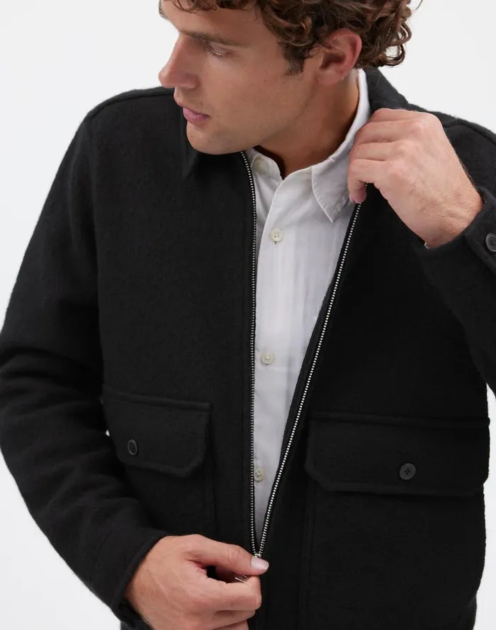 Coats Jackets Men Madewell Boiled Wool ZipFront Jacket True Black