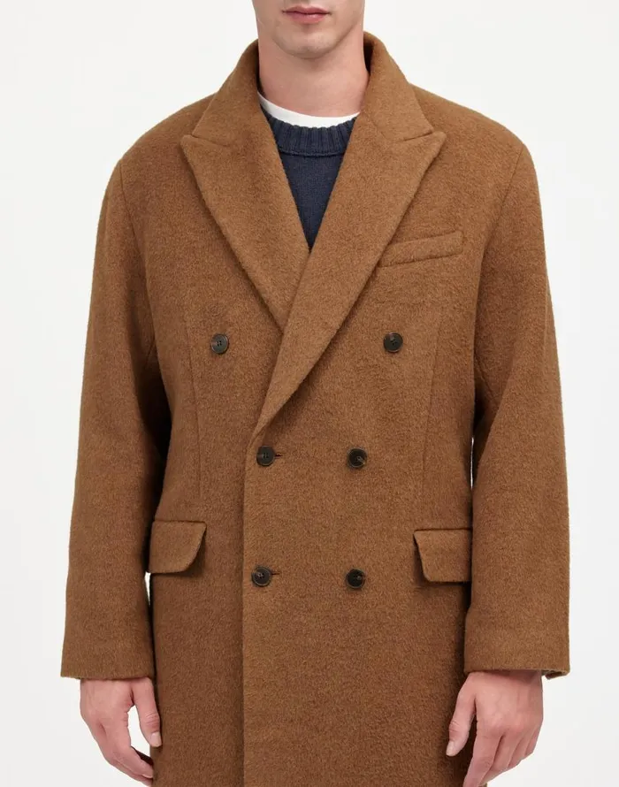Coats Jackets Men Madewell DoubleBreasted Topcoat In Italian AlpacaWool Blend Tobacco Melange