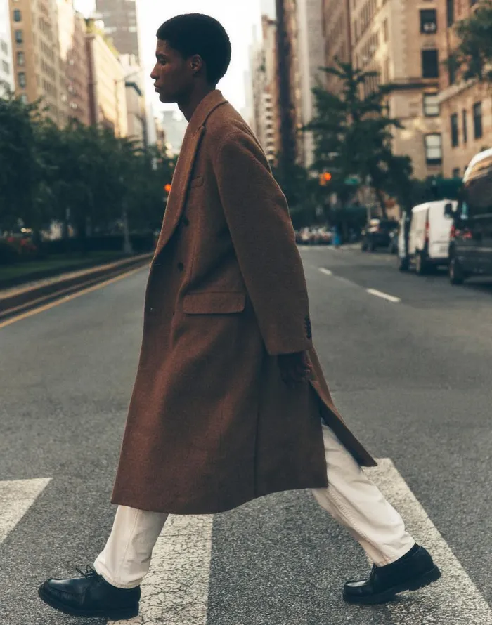 Coats Jackets Men Madewell DoubleBreasted Topcoat In Italian AlpacaWool Blend Tobacco Melange