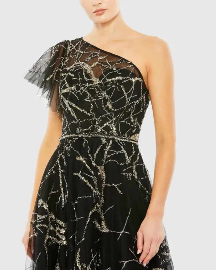 Cocktail Dresses Two Tone One Shoulder A Line Dress Black 8211 Mac Duggal Women Cocktail Dresses Two Tone One Shoulder A Line Dress Black 8211 Mac Duggal Women