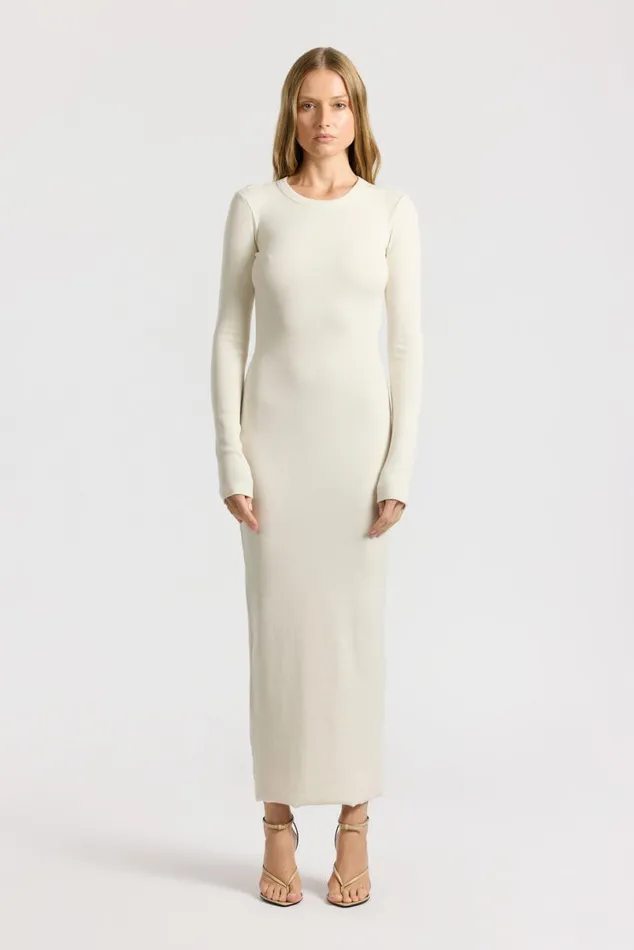 COTTON CITIZEN Verona Crewneck Maxi Dress Bone Women Dresses Skirts