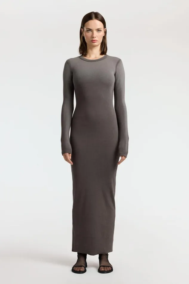 COTTON CITIZEN Verona Crewneck Maxi Dress Stone Cast Women Dresses Skirts