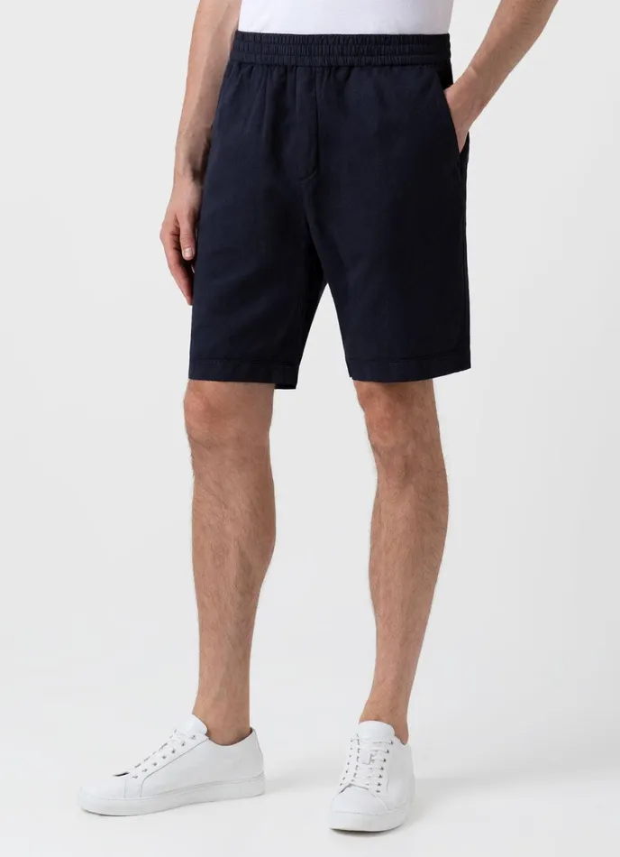 Cotton Linen Drawstring Shorts Navy Men SUNSPEL Shorts