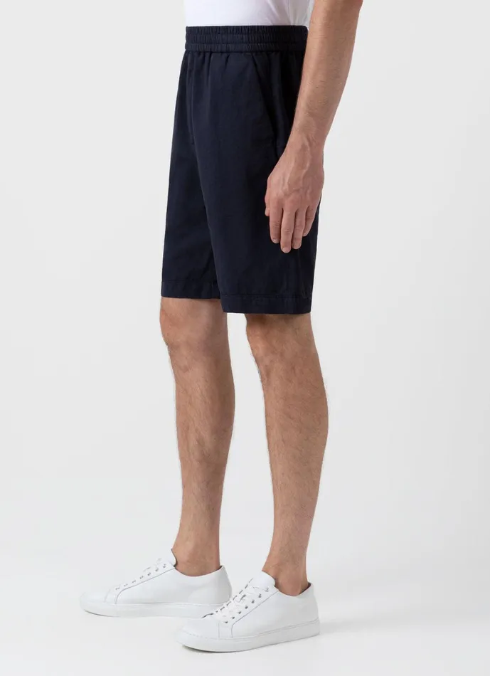 Cotton Linen Drawstring Shorts Navy Men SUNSPEL Shorts