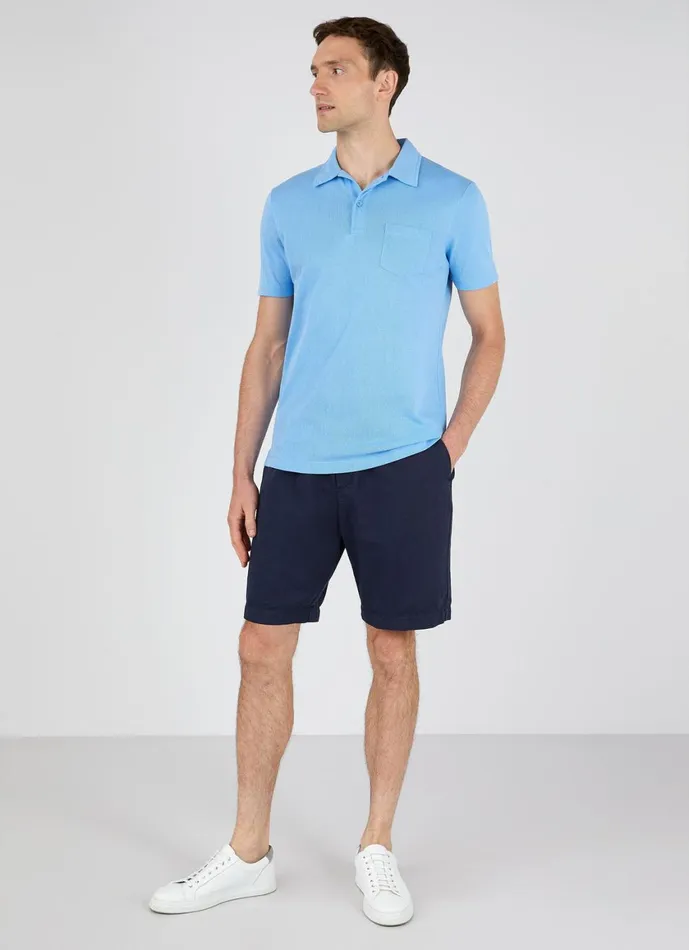 Cotton Linen Drawstring Shorts Navy Men SUNSPEL Shorts