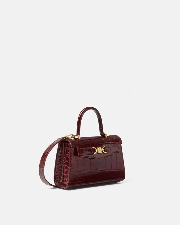 CrocEffect Medusa 03995 Small Handbag Burgundy Women Versace Top Handle