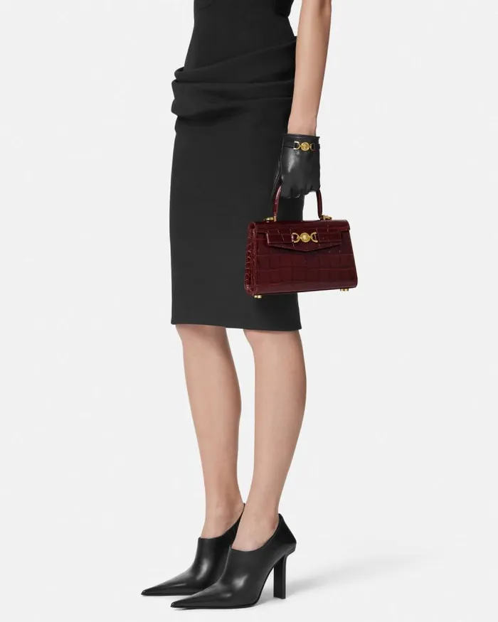 CrocEffect Medusa 03995 Small Handbag Burgundy Women Versace Top Handle
