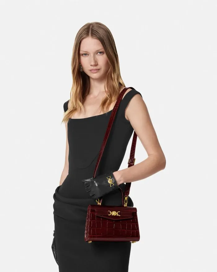 CrocEffect Medusa 03995 Small Handbag Burgundy Women Versace Top Handle