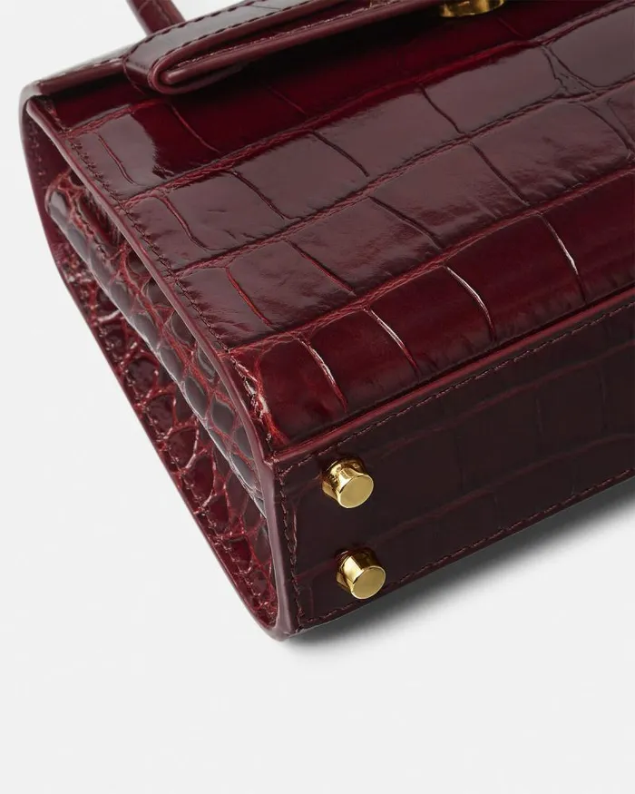 CrocEffect Medusa 03995 Small Handbag Burgundy Women Versace Top Handle