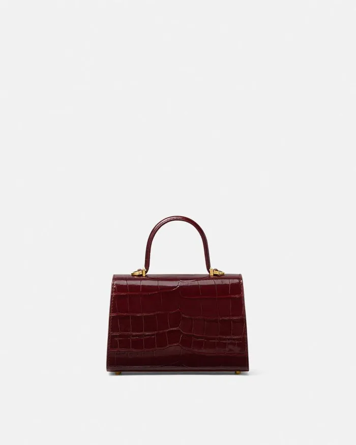 CrocEffect Medusa 03995 Small Handbag Burgundy Women Versace Top Handle
