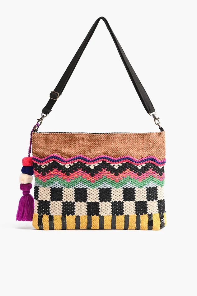 Crossbody Bags America and Beyond Women Buttercup Pit Loom Dhurri Crossbody Bag
