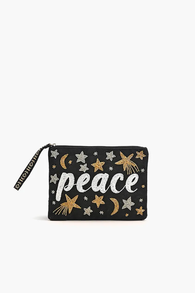 Crossbody Bags America and Beyond Women Peace Embellished Wristlet Clutch