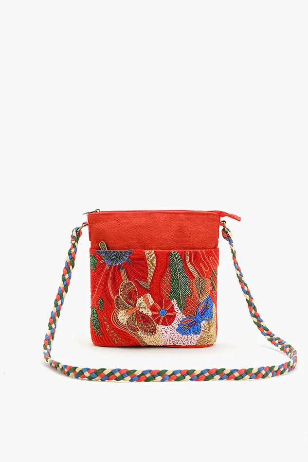 Crossbody Bags America and Beyond Women Vermilion Butterfly Bloom Crossbody Bag
