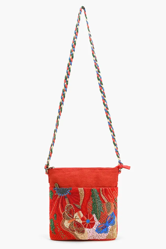 Crossbody Bags America and Beyond Women Vermilion Butterfly Bloom Crossbody Bag