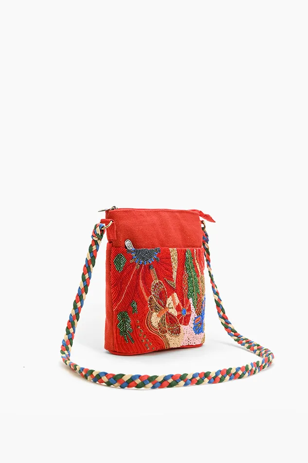 Crossbody Bags America and Beyond Women Vermilion Butterfly Bloom Crossbody Bag