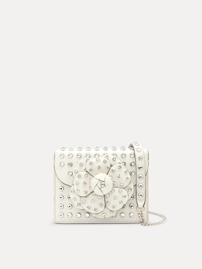 Crystal Stud Mini TRO Bag Ivory Women Oscar De La Renta Handbags