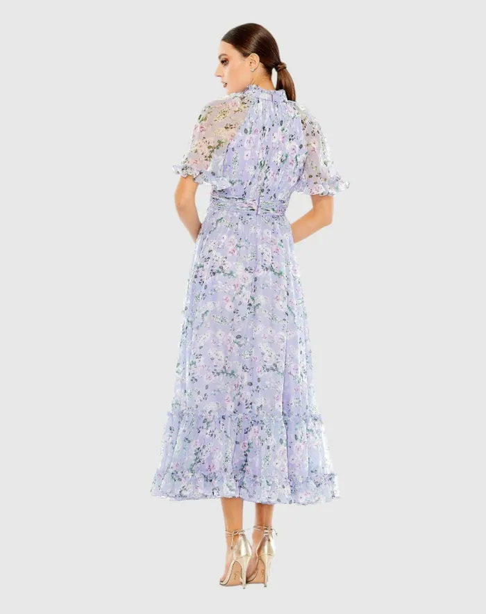 Daytime Dresses Women Mac Duggal Floral Print High Neck Raglan Sleeve Dress Lilac Multi Daytime Dresses Women Mac Duggal Floral Print High Neck Raglan Sleeve Dress Lilac Multi