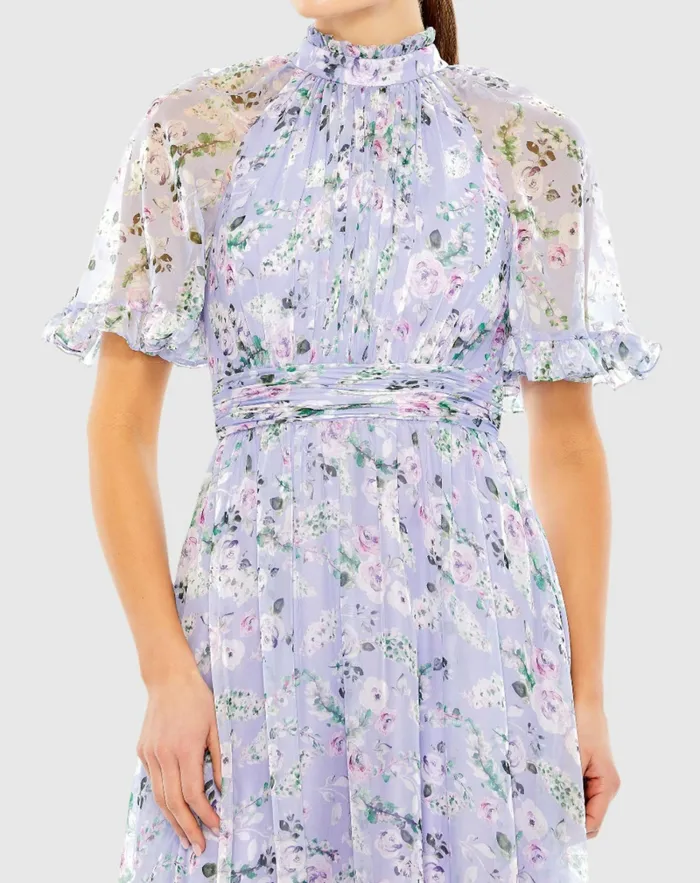 Daytime Dresses Women Mac Duggal Floral Print High Neck Raglan Sleeve Dress Lilac Multi Daytime Dresses Women Mac Duggal Floral Print High Neck Raglan Sleeve Dress Lilac Multi