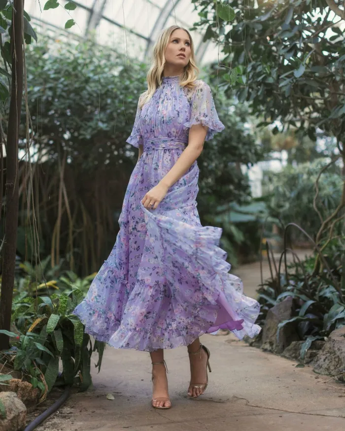 Daytime Dresses Women Mac Duggal Floral Print High Neck Raglan Sleeve Dress Lilac Multi Daytime Dresses Women Mac Duggal Floral Print High Neck Raglan Sleeve Dress Lilac Multi