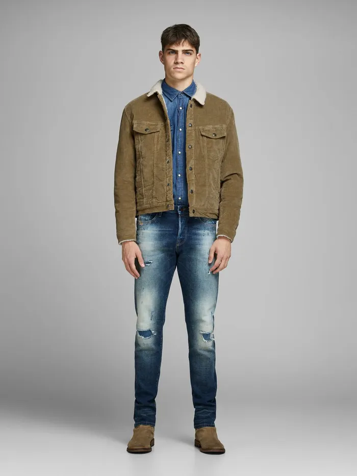 Denim Jackets JACK and JONES Mens CORDUROY DENIM JACKET Beige Kelp