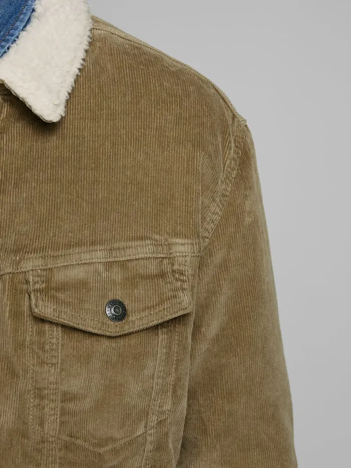 Denim Jackets JACK and JONES Mens CORDUROY DENIM JACKET Beige Kelp