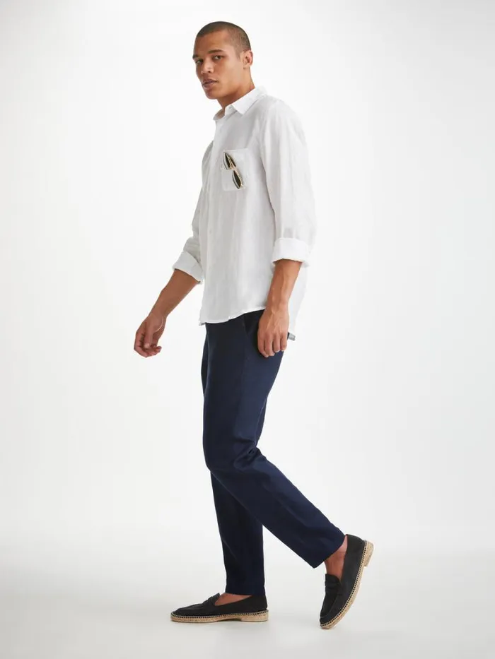 Derek Rose Casual Pants Men Pants Sydney 2 Linen Navy
