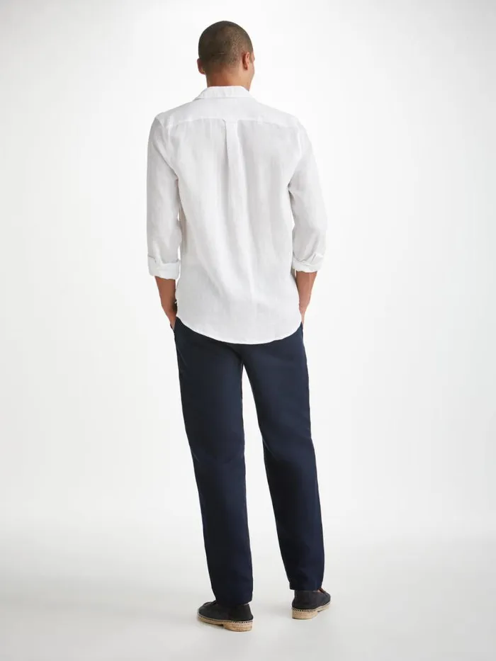 Derek Rose Casual Pants Men Pants Sydney 2 Linen Navy