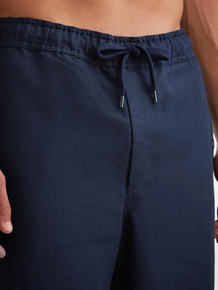Derek Rose Casual Pants Men Pants Sydney 2 Linen Navy