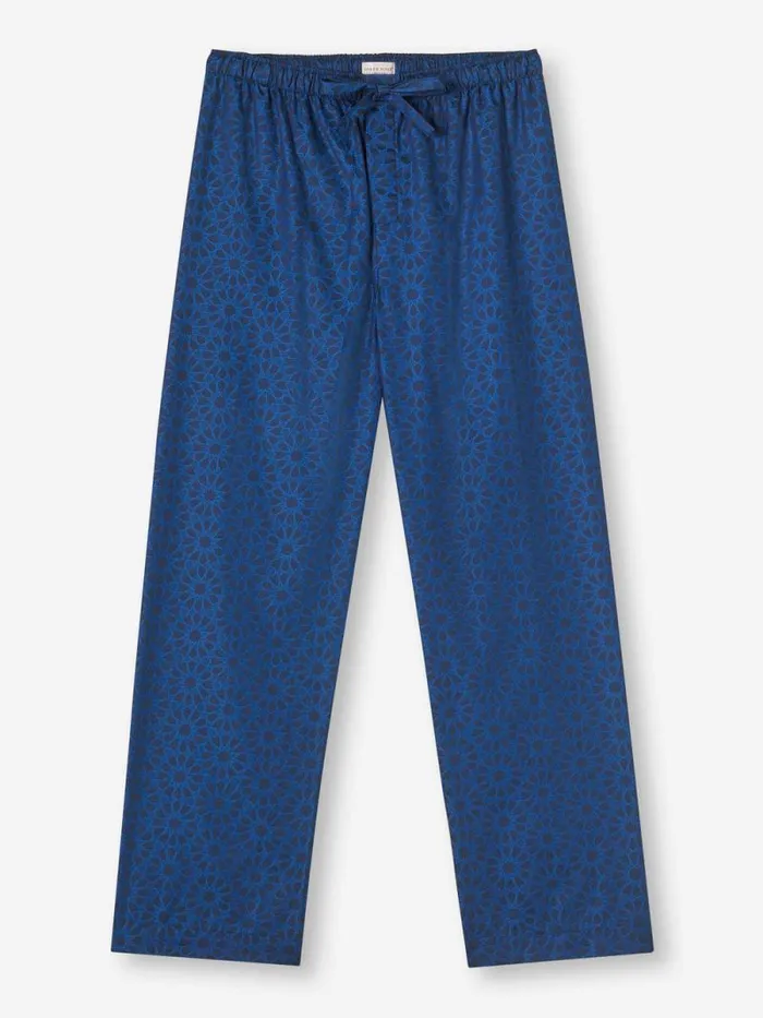 Derek Rose Lounge Pants Men Lounge Pants Paris 26 Cotton Jacquard Navy