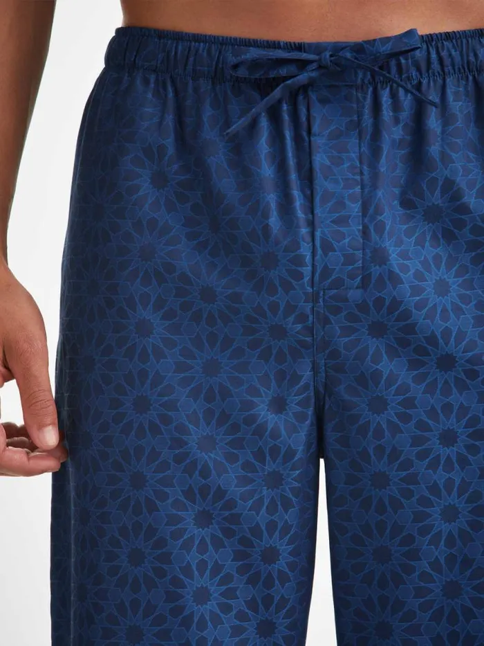 Derek Rose Lounge Pants Men Lounge Pants Paris 26 Cotton Jacquard Navy