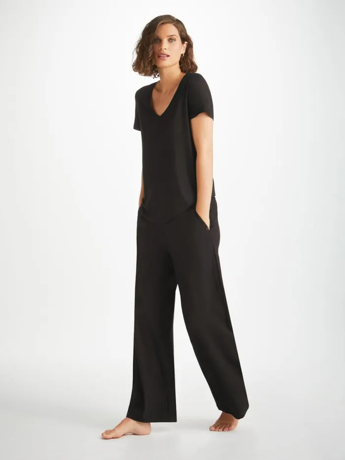 Derek Rose Lounge Pants Women Lounge Pants Basel Micro Modal Stretch Black