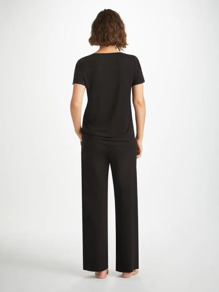 Derek Rose Lounge Pants Women Lounge Pants Basel Micro Modal Stretch Black