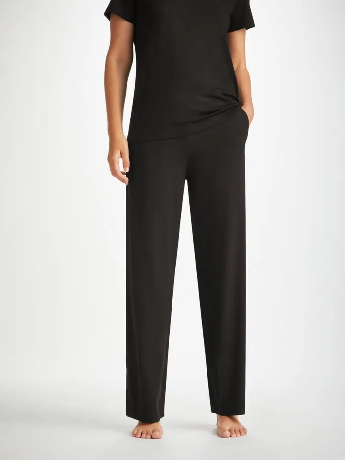Derek Rose Lounge Pants Women Lounge Pants Basel Micro Modal Stretch Black