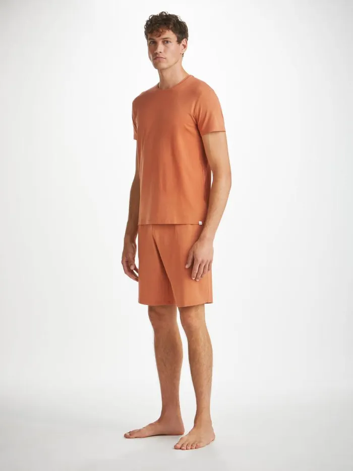 Derek Rose Lounge Shorts Men Lounge Shorts Basel Micro Modal Stretch Terracotta