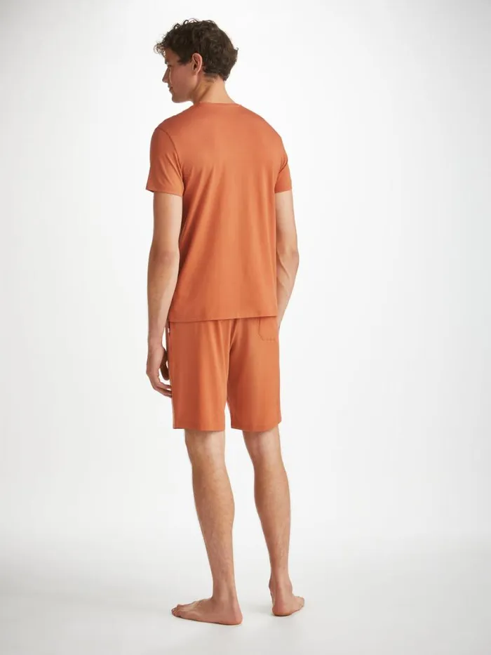 Derek Rose Lounge Shorts Men Lounge Shorts Basel Micro Modal Stretch Terracotta