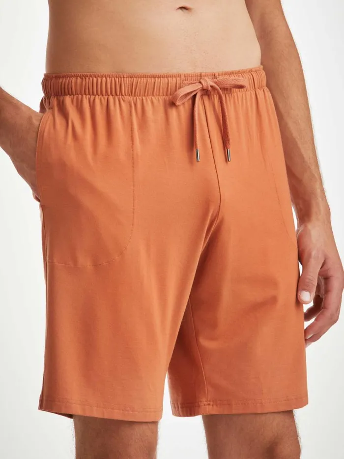 Derek Rose Lounge Shorts Men Lounge Shorts Basel Micro Modal Stretch Terracotta