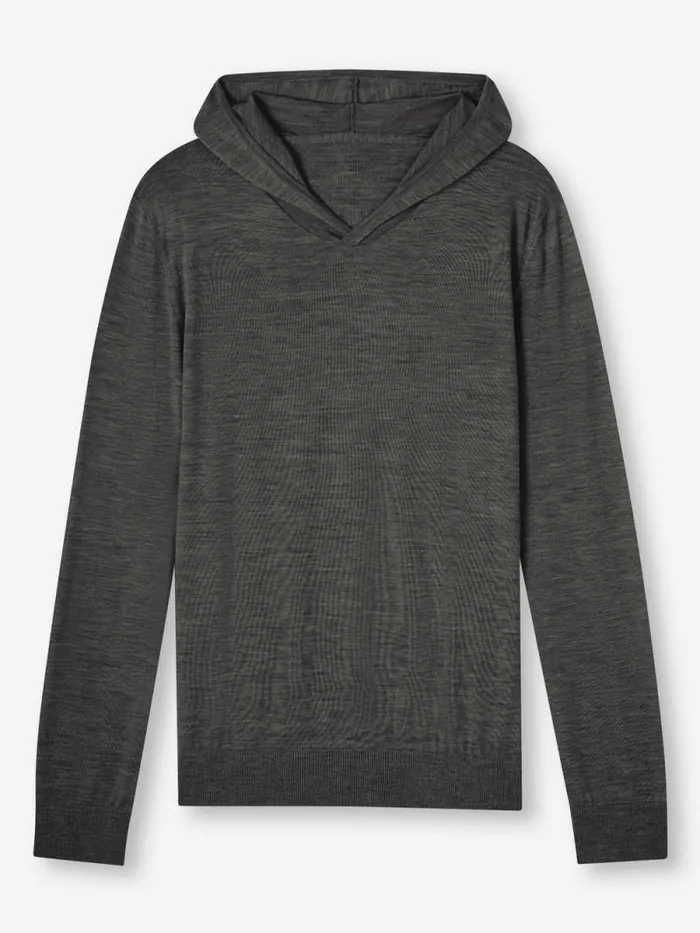 Derek Rose Merino Sweaters and Hoodies Men Hoodie Orson Merino Wool Charcoal