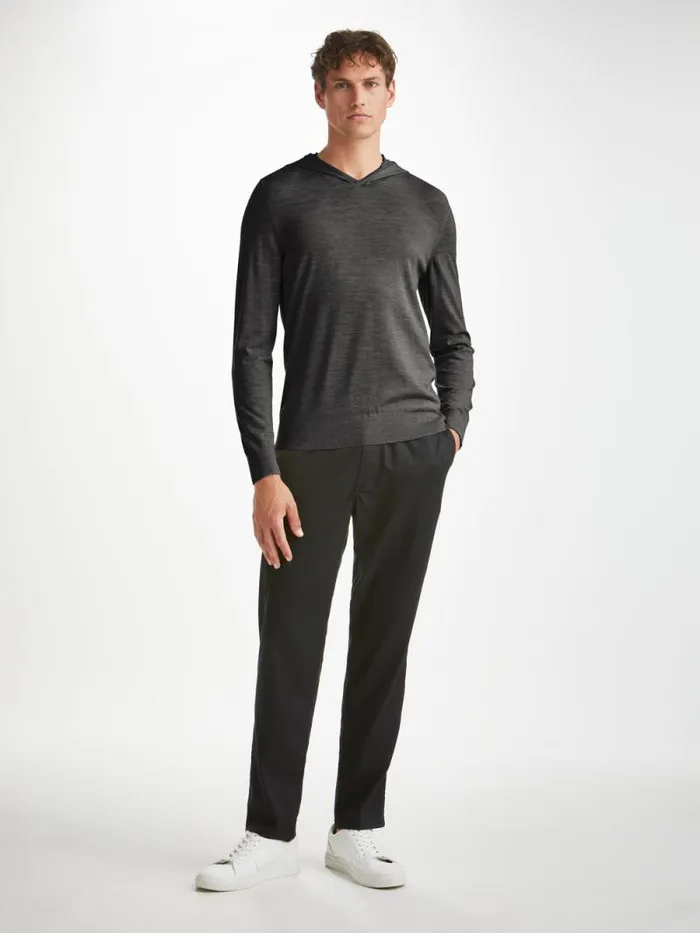 Derek Rose Merino Sweaters and Hoodies Men Hoodie Orson Merino Wool Charcoal