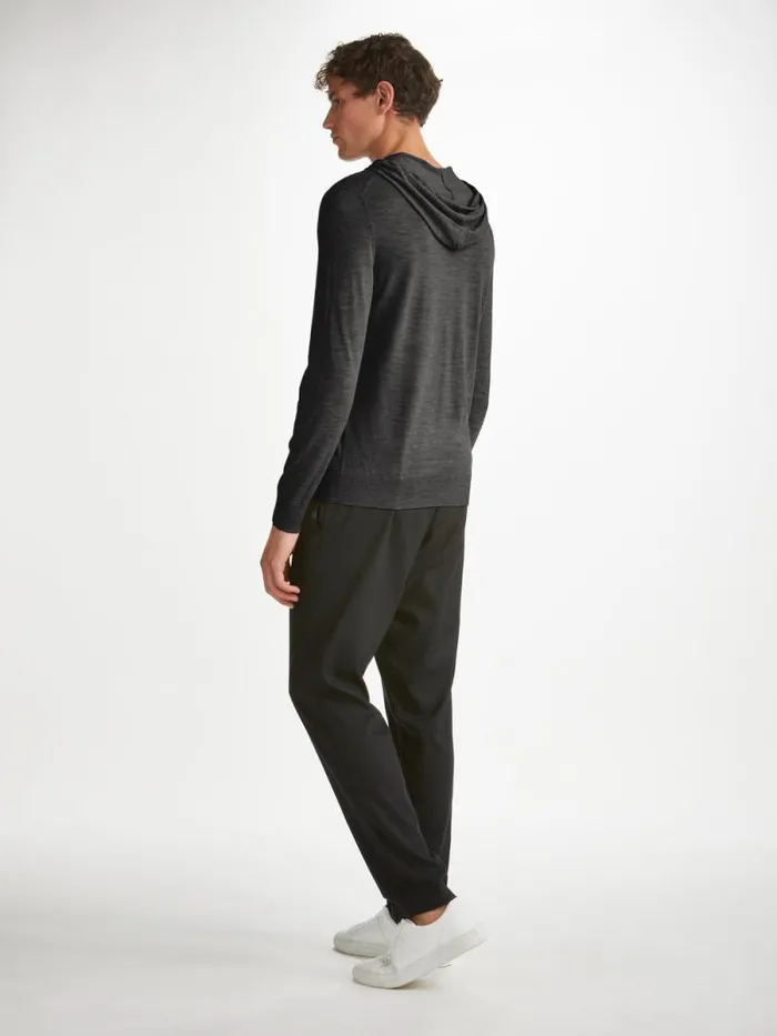 Derek Rose Merino Sweaters and Hoodies Men Hoodie Orson Merino Wool Charcoal