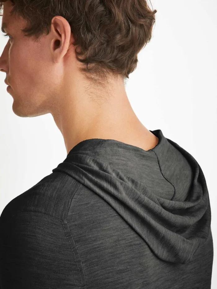 Derek Rose Merino Sweaters and Hoodies Men Hoodie Orson Merino Wool Charcoal