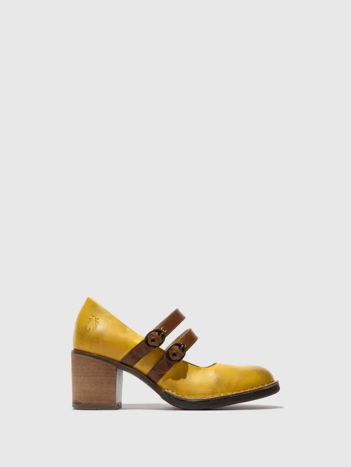 Double Buckle Shoes BALY106FLY YELLOWCAMEL Women Fly London Shoes