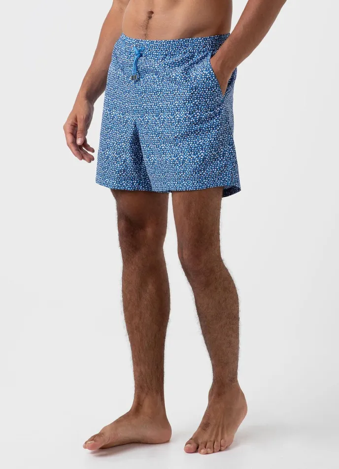 Drawstring Swim Shorts Turquoise Painted Spot Print Men SUNSPEL Swimwear