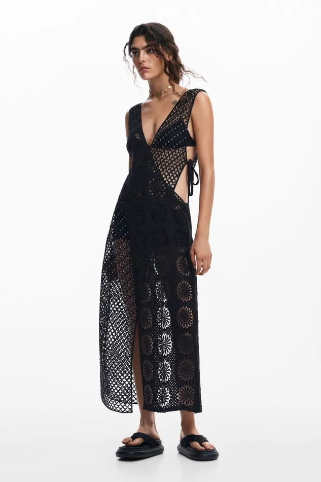 Dresses And Jumpsuits Women Desigual Crochet Dress Black