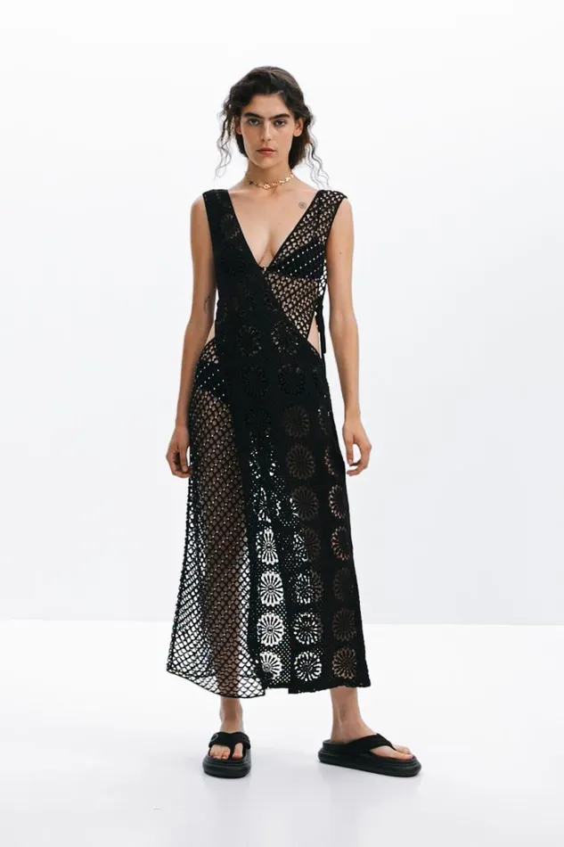 Dresses And Jumpsuits Women Desigual Crochet Dress Black