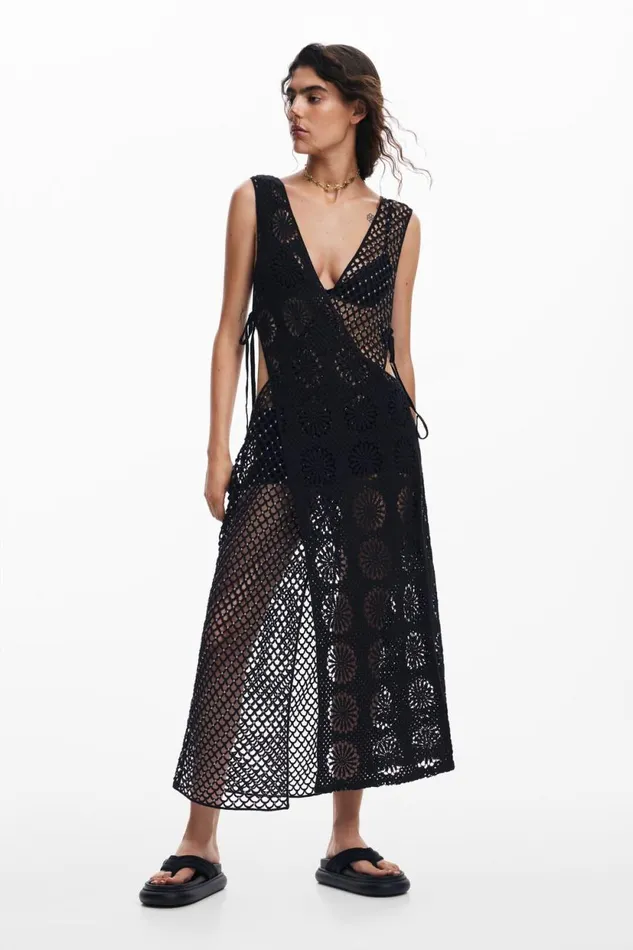 Dresses And Jumpsuits Women Desigual Crochet Dress Black