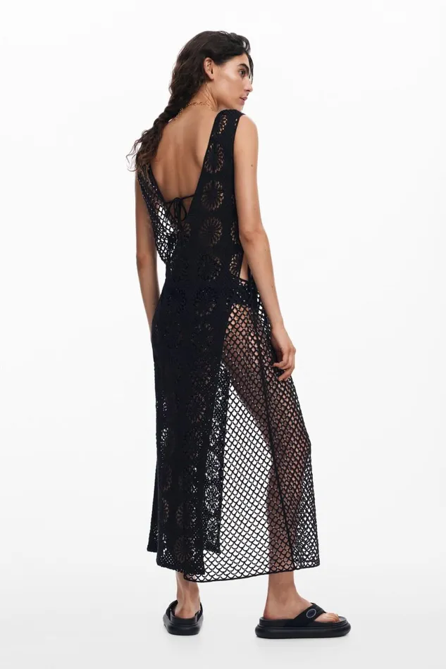 Dresses And Jumpsuits Women Desigual Crochet Dress Black